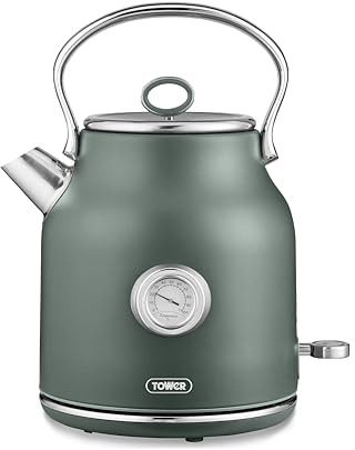 Tower T10063FOR Renaissance Kettle, Quick Boil, 360° Base, 1.7L, 3KW, Forest Green
