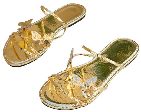 Sandales Claquette Papillon Femme Ete Plate Mode Croisées Pantoufles à Bout Ouvert Chaussures Confort Anti-dérapant Chaussons Nu Pieds Claquettes de Plage et Piscine Sandale pour Maison, Piscine