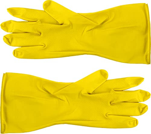6 Pairs Large Washing Household Gloves Non Slip Cleaning Gloves Bathroom & Kitchen Rubber Gloves Reusable Long Sleeves Yellow Exra Thick Gloves