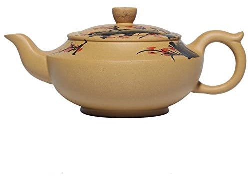 esmen 240 ml Chinesische Teekanne Handgemachte Lila Ton Teekanne Gold Segment Schlamm Haushalt Kung Fu Tee-Set Tinte Stein Flache Teekanne Tee-Ei Topf