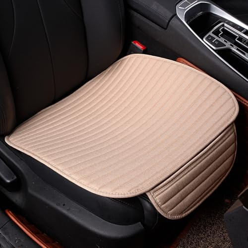 Autositzkissen Baumwolle Leinen Autokissen Vordersitze Frühling und Sommer Autositzbezüge Auto Zubehör Autositzkissen, Sitzauflage Auto Sitzkissen Komfort Kissen (Beige,2 Stück Vordersitze)