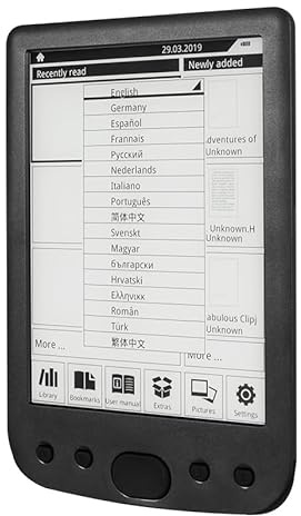 Tosuny 6 Zoll Leser, Großer Touchscreen mit Papier Wie Display, 800x600 Hohe Auflösung, Unterstützt 32G mit Text Hervorhebung und Audio Wiedergabe für PDF EPUB MOBI Bücher (8G)