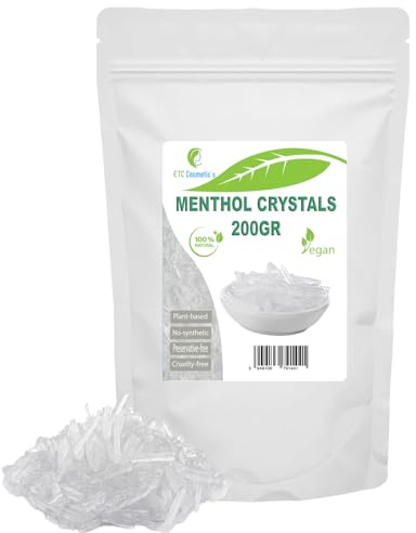 Mentolkristaller - 200 gr - Kylande och uppfriskande effekt, Används som ingrediens i kosmetisk formulering, bastutillbehör, bastuinfusion, 100% naturlig myntaolja