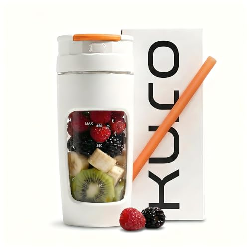 Kuro Portable Blender, 450ml, Leakproof Lid & Slip Sprout, Personal Smoothie Maker, For Protein Shakes, Smoothies, Fresh Juice and Other Drinks, Mini Mixer with USB-C Charger, Travel or Daily Use