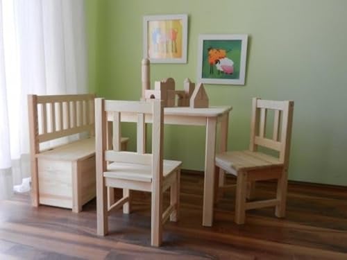 Best of JAM Bambini Kindersitzgruppe mit Bank aus unbehandeltem Massivholz