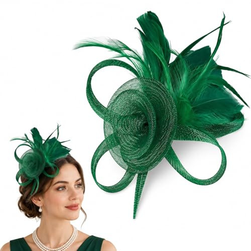 Fascinators for Women, Elegant Net Wedding Hat Clip, Vintage Lace | Net & Feather Material, Cocktail Evening Accessory, Garden Tea Party Wear, Lightweight Breathable, Easy Secure Hair Clip.