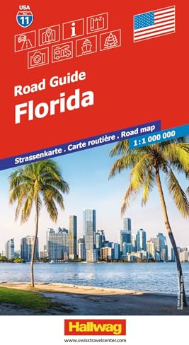 Hallwag Strassenkarte USA, Florida 1:1 Mio.: Mit Miami, Orlando, Everglades, Key West. Inkl. Stadtpläne, Ortsverzeichnis und Reiseinformationen