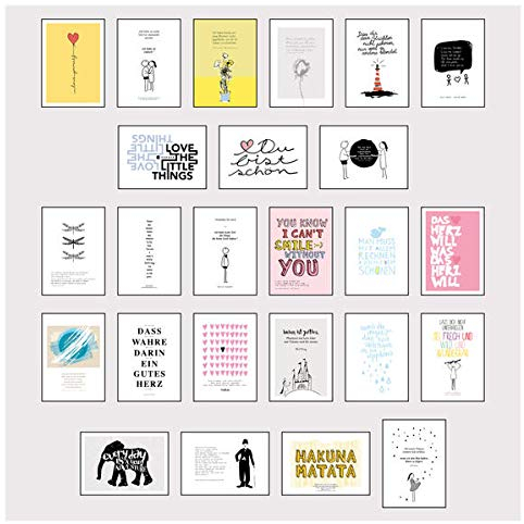 Postkarten Box - Set mit 25 Detailverliebten und Hand designten hochwertigen Postkarten mit liebevollen Zitaten und Sprüchen: 25 Postkarten die glücklich machen