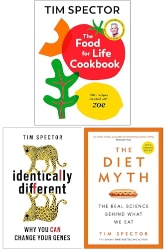 Tim Spector Collection 3 Books Set (Identically Different, The Diet Myth & The Food For Life Cookbook)