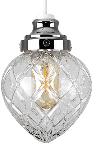 MiniSun | Modern Silver Chrome and Clear Glass Droplet Design Ceiling Pendant Shade | Pendant Lights, Home Décor & Improvement Essential | 140mm Shade Width