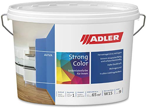 ADLER Aviva Strong-Color - 3 L - Premium Latexfarbe RAL6021 Blassgrün - abwaschbare Wandfarbe für Küche, Bad & Flur, extrem strapazierfähig