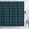 ABAKUHAUS Tartan Rideau de Douche, Motif Folklore écossais, Tissu Ensemble de Décor de Salle de Bain avec Crochets, 175 cm x 200 cm, Vert foncé Noir