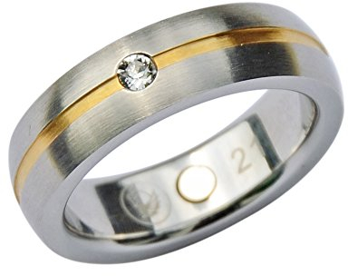 Magnetring Goldlinie Solitärring Magnetschmuck 4you 366 Vintage Fashion bicolor massiv mit Original Solitaire Kristall Magnetix # 2143 in Größe 16-17 - 18-19 - 20-21 oder 22