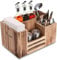 JUJOYBD Besteckhalter aus Holz mit 8 Fächern – Serviettenspender & Aufbewahrung für Besteck, Saucen oder Gewürze, Perfekt für Zuhause, Buffet, Party & Gastronomie