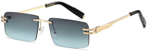 Retro randlose Sonnenbrille für Männer Frauen Rechteck Ultra-Small Frame Sonnenbrille Durchsichtige Brille