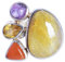 Ravishing Impressions Jewellery Ring aus massivem 925er Sterlingsilber mit goldenem Rutil, Karneol, Citrin, Amethyst, wunderbarer handgefertigter Schmuck, für Damen, -5530, SZ - T, Stein:, Goldener
