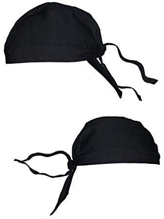 MVC PACK*2 pcs - Gorro/Bandana Chef/Cocina/Cocinero/Camarero/Carnicero Adulto Unisex - Negro