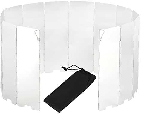 SEADESKY Faltbar Aluminium Windschutz 14 Stücke Windschutz für Gaskocher Windschutzscheibe für Campingkocher Windschutz Faltbarer Windscreen Camping für Outdoor Öfen Gaskochern