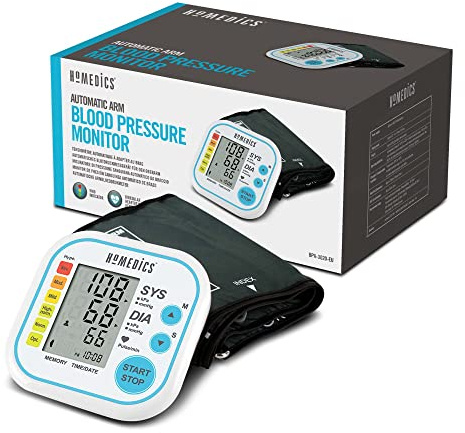 HoMedics Automatic Arm Blood Pressure Monitor - Simple Two Button Measurement and Easy to Read Display with Irregular Heartbeat Detection and Date/Time Stamp