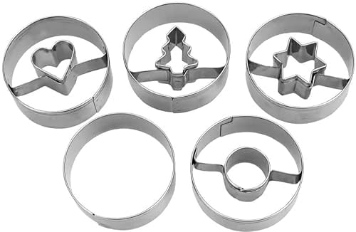 Städter 5-teiliges Linzer-Ausstecher Set Spitzbub aus Edelstahl - Durchmesser 4 cm - Höhe 1, 5cm - zum Backen oder Basteln geeignet, 954199, Silber