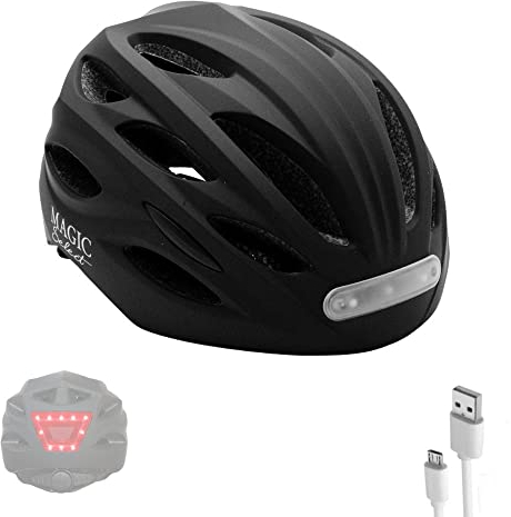 Fahrradhelm für MTB Radfahren mit rotem Warnlicht + weißem Frontlicht. Fahrradhelm, Scooter, MTB, leicht mit herausnehmbarem Innenfutter, PC + EPS-Schale, 20 Belüftungsöffnungen und USB-Kabel.