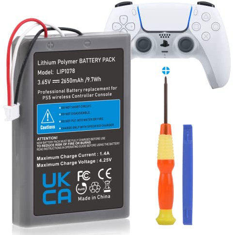 Hisewen PS5 Controller Battery, 2650mAh LIP1708 Battery for Sony Playstation 5 DualSense CFI-ZCT1W CFI-ZCT1J Wireless Controller