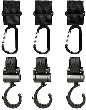 6 Pack Ganci Passeggino per Porta Borse Ganci Multifunzione Appendi la Spesa & le Borse in Tutta Sicurezza Sulla Tua Carrozzina o Sul Passeggino, Ganci per Passeggino Universale