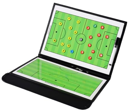 BESPORTBLE 3-Teiliges Fußball-Coaching-Board Fußball-Klemmbrett -Strategiebrett -Trockenlöschbrett Leder-Trockenlösch-Klemmbrett Magnetisches Trainingsbrett