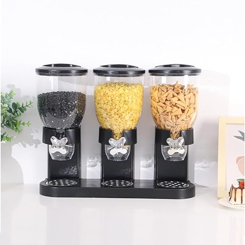 Muesli Dispenser, Muesli Dispenser for 3 Muesli, Muesli Dispenser with Three Canisters, 2-liter Rice Dispenser for The Kitchen, Dispenser for Storing Dry Food with Large Capacity for Kitchen Work