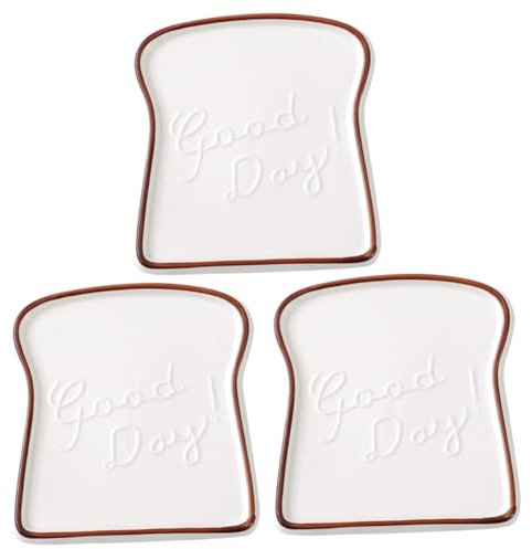 ABOOFAN 2pcs Ceramic Bread Tray Coffee Color Toast Shape Porcelain Plate for Kitchen Use Serving Breakfast Dessert Pastry Cheese Dishes 7X6.5 Inch