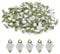 celloexpress 15mm White #01 Satin Ribbon Roses with Green Leaves - Small Flower Buds - Crafts, Embellishments (Pack of 50)