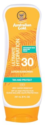 Australian Gold SPF 30 Lotion | Neue Formel | Anti-Aging & Feuchtigkeit mit Vitamin C, Aloe Vera, Grüntee & Vitamin E | Wasserfest | Perfekt für Outdoor-Aktivitäten, Strand & Sonnenbaden | 237 ml