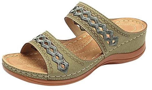 Sandali da donna senza lacci, con punta aperta, con cinturino sul retro, comodi sandali con zeppa, estivi da spiaggia, passeggiate e attività all'aperto, traspiranti, leggeri, sandali da passeggio da