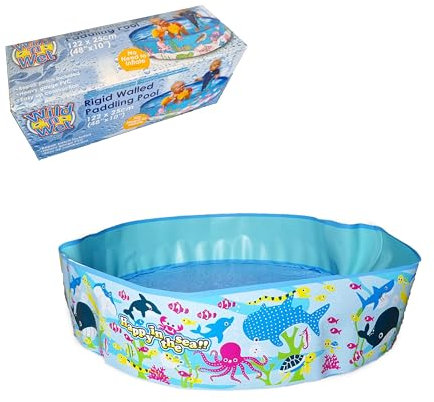 Piscina de pared rígida para remo, 1,2 m o 1,5 m, no requiere inflado, piscina de jardín para niños y mascotas, diseño de vida marina (4 pies)