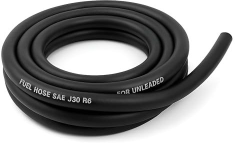Fuel and Oil Hose 7.0 mm x 2 m SAE J30 R6 - Flexible Nitrile Rubber Petrol Diesel Oil and Water Pipe - Reinforced Smooth Bore Fuel Line for Automotive, Marine, Industrial and Machinery Use