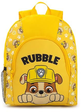 PAW PATROL Paw PatrolRucksack „Rubble“ (Gelb) | Reißverschlusstasche für Kinder (Unisex) | Ideal für Schule und Bücher | Cartoon-Design | Strapazierfähiger Kinderrucksack Merchandise