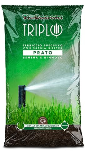 LovIStore Terriccio per Prato con Sabbia Silicea 70 Litri, Substrato Professionale per Semina e Rinnovo Tappeto Erboso, Terreno Terra per Prato Antimuschio con Ferro, Ideale per Giardino