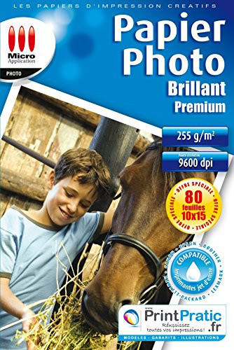 Micro application 5376 Premium Papier Photo Brillant 10 x 15 255 g/m² 80 feuilles