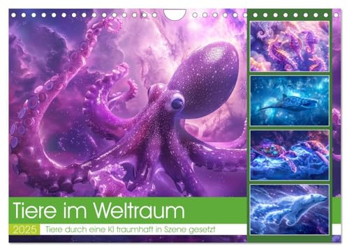 Tiere im Weltraum (Wandkalender 2025 DIN A4 quer), CALVENDO Monatskalender