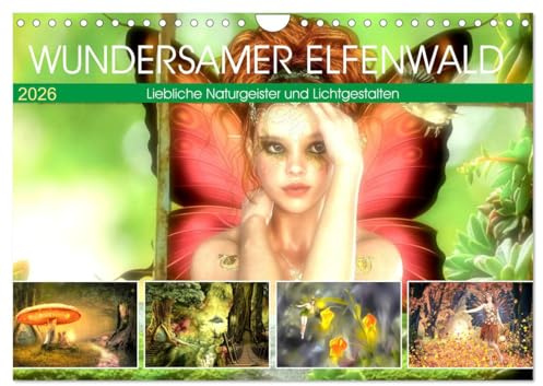 Wundersamer Elfenwald. Liebliche Naturgeister und Lichtgestalten (Wandkalender 2026 DIN A4 quer), CALVENDO Monatskalender: Eintauchen in die magische Welt der Elfen und Feen (CALVENDO Hobbys)