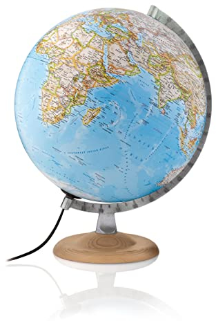 Silver classic: National Geographic Silver classic: Tischleuchtglobus 30 cm Durchm., politisch, Buchenholzfuß, Metallmeridian (Klassischer Globus)