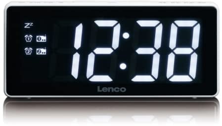 Lenco CR30W CR-30 Uhrenradio - riesiges 3 Display - Doppelalarm Funktion - Sleeptimer und Schlummerfunktion - 10 Senderspeicher - PLL FM Radio - weiß