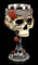 Figuren Shop GmbH Totenkopf Gothic Trink-Kelch mit roten Rosen verziert - Gothic Roses | Fantasy Wein-Kelch, handbemalt