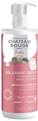 LABORATOIRE CHÂTEAU ROUGE - Gel Lavant Bébé 2-en-1 Corps & Cheveux - 98% Naturel - Hypoallergénique, Sans Savon - Fabriqué en France - Flacon Pompe 500 ml