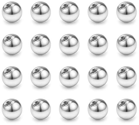 FECTAS 20er Piercing Kugel Set Chirurgenstahl Silber Ersatzkugel Schraubkugel(2.5/3/4/5/6/8mm) für Gewinde 1,2mm 1mm