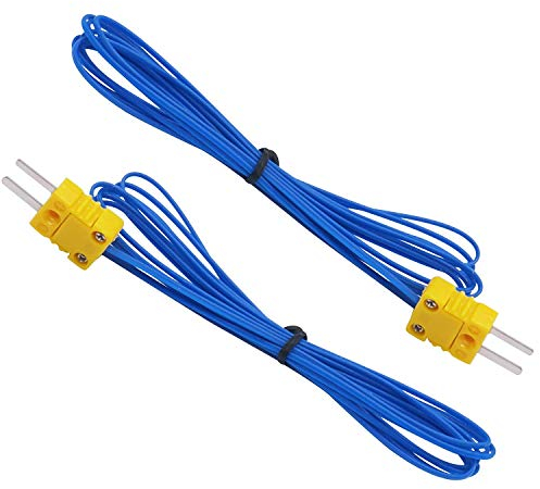 Taiss/2 Stück K-Type Thermoelement Temperaturfühler Mini-Steckverbinder Messbereich -50~250 ° C；Kabellänge: 2 Meter