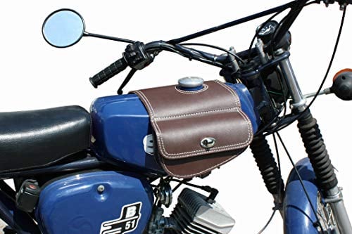 made4bikers Leder Tanktasche mit Schnellverschluss Tankrucksack Tasche Packtasche Braun für Simson S50 S51 S70