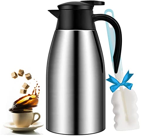 Carafe à café isotherme en acier inoxydable pour café, eau chaude, thé, boissons chaudes – Garde au chaud pendant 12 heures et au froid 24 heures