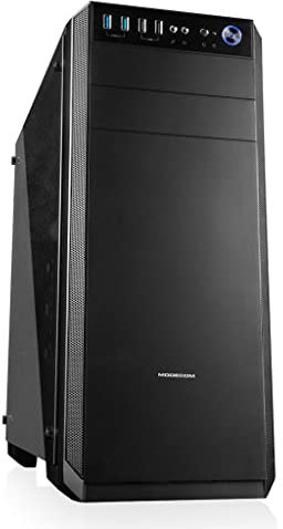 MODECOM Oberon Pro Glas PC Gehäuse Schwarz | ATX Midi Tower Gaming Case mit Tempered Glass Seitenteil | Integrierte Lüfter & Kabelmanagement | Für Mainboard & Gaming Setup