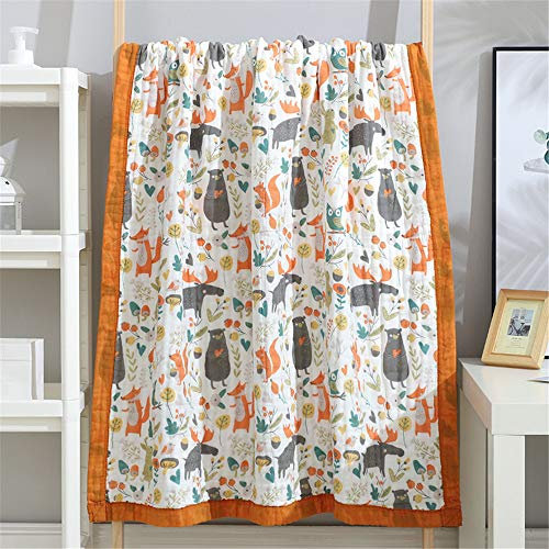Chickw1 Baby Musselin Babydecke Kuscheldecke, Superweich Baumwolle Kinderdecke Krabbeldecke Perfekt für Kinder et Baby Kinderwagen, Kleinkindbett und Babyschale (110 * 110cm,Orange)